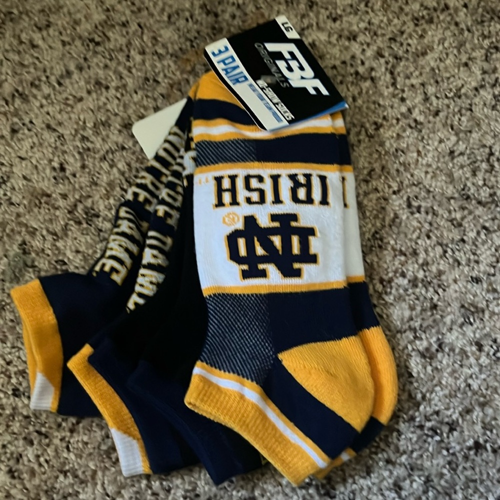 NWT Notre Dame 3 pairs of  socks